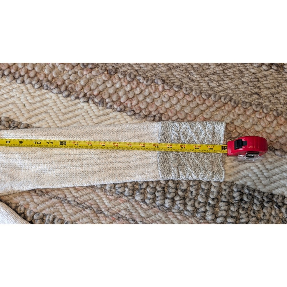 Prana Womens Cream Grey Cable Knit Button Long Cardigan Sweater S wool mohair - Picture 14 of 14
